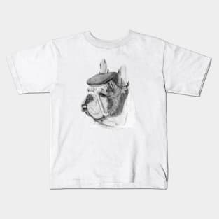 French bulldog with beret Kids T-Shirt